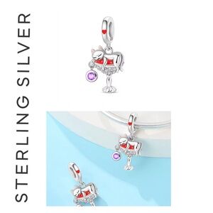 🌟 S925 Sterling Silver Drunken Kitten Wine Glass Charm